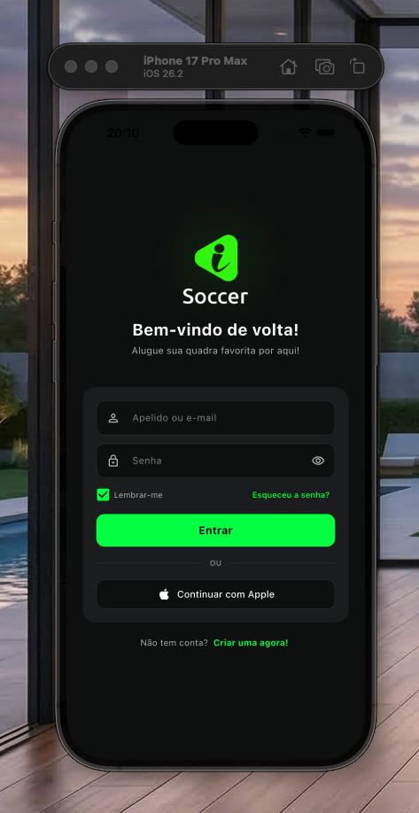 Tela de login do iSoccer